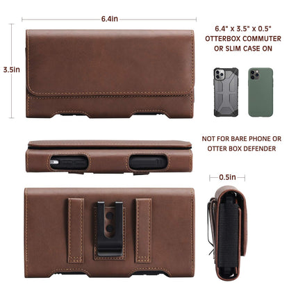 BECPLT for iPhone 17 Pro Max 16/15/14/13/12/11 Plus Holster Case Belt Clip Case Leather Holster Pouch with Card Holder for Galaxy S25+ S24/S23/S22/S21 Plus Brown