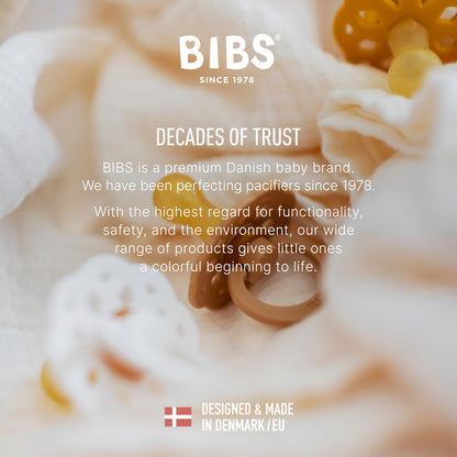 BIBS Pacifiers - Boheme Collection | BPA-Free Baby Pacifier | Made in Denmark | Set of 2 Blossom/Dusky Lilac Color Premium Soothers | Size 0-6 Months