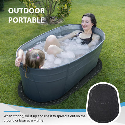 Drydiet 63 x 40 Inch Cold Plunge Tub Floor Mat Waterproof Ice Bath Tub Mat Indoor Outdoor Anti-Slip Protector Pad for Round Oval Rubber Pad for Underneath of Ice Baths Accessories