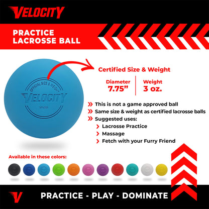 Velocity Practice Lacrosse Balls - 1, 2, 3, 6, 12, 18, 24, 36, 60 and 120 Packs - Official Size and Weight - Light Blue