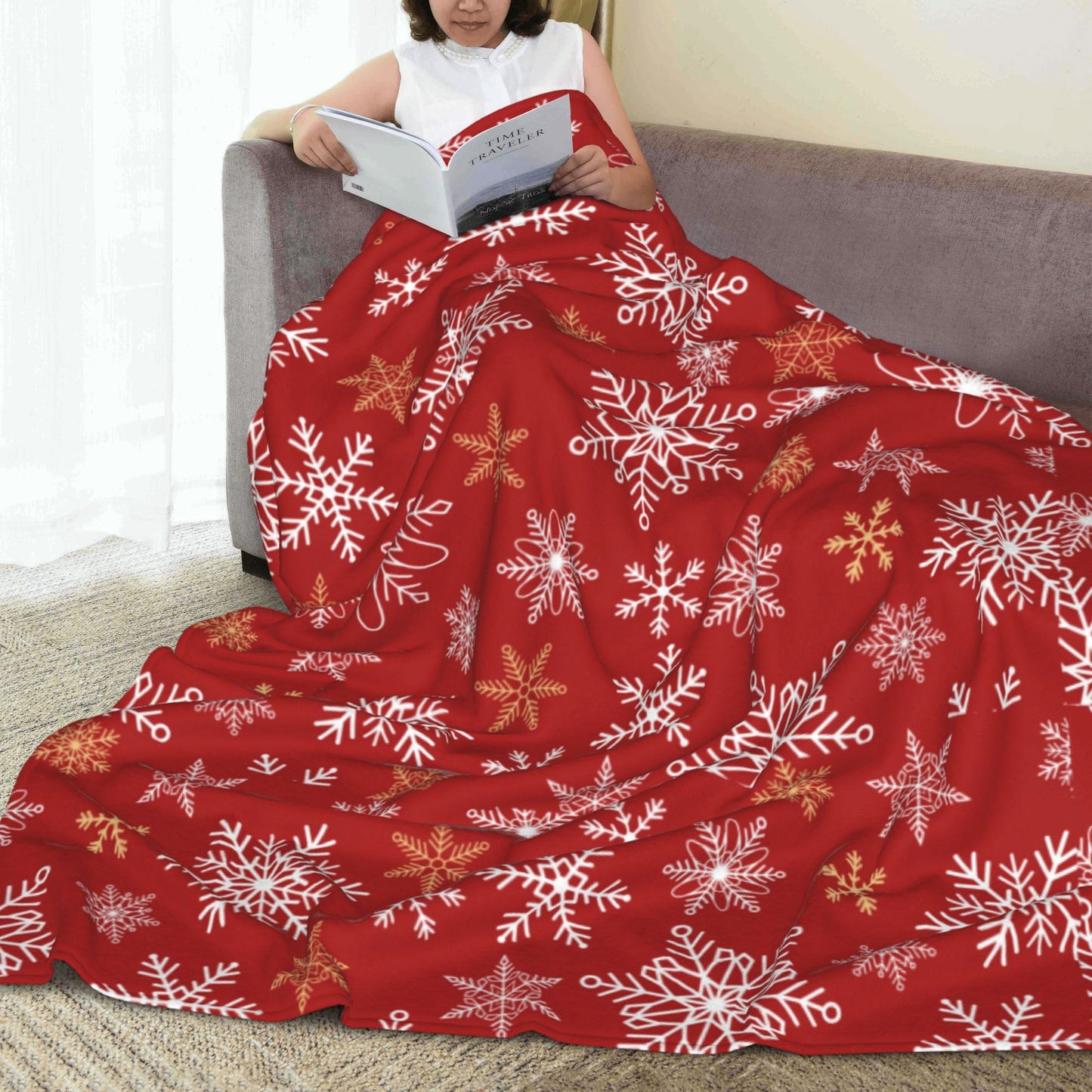 50x60 Soft Plush Warm Fleece Winter Christmas Snowflakes Throw Blanket