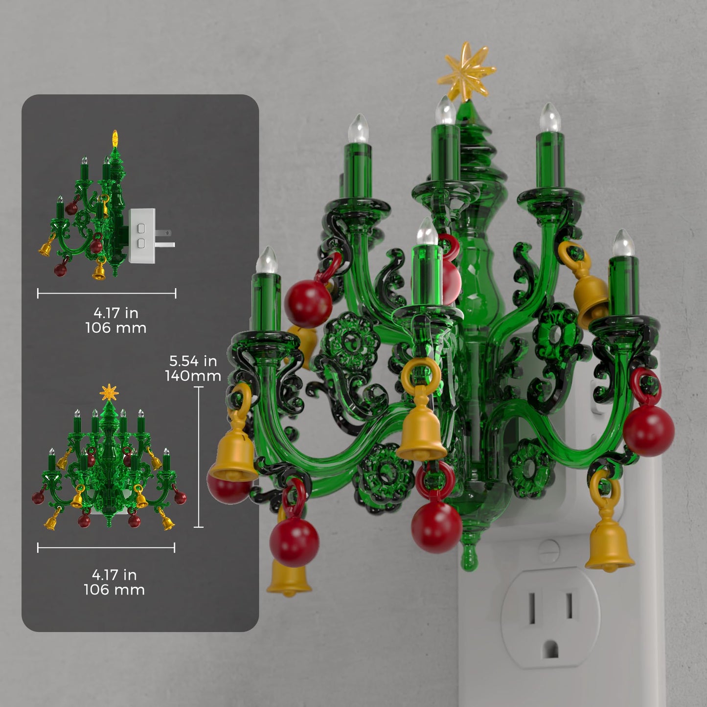 L LOHAS LED Christmas Night Light, Plug in Night Light with Dusk to Dawn Sensor, 3 Brightness Adjustable and RGB Mode, Ideal Nightlight for Christmas Home Decor, 2 Pack