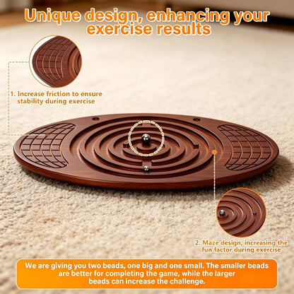 Wooden Balance Board With Maze, Wobble Board for Kids, Toddlers, Teens & Adults for Exercise Training, Wobble Balance Board for Core Training, Surf/Ski/Skate Prep, Rated for 440 Pounds of Weight