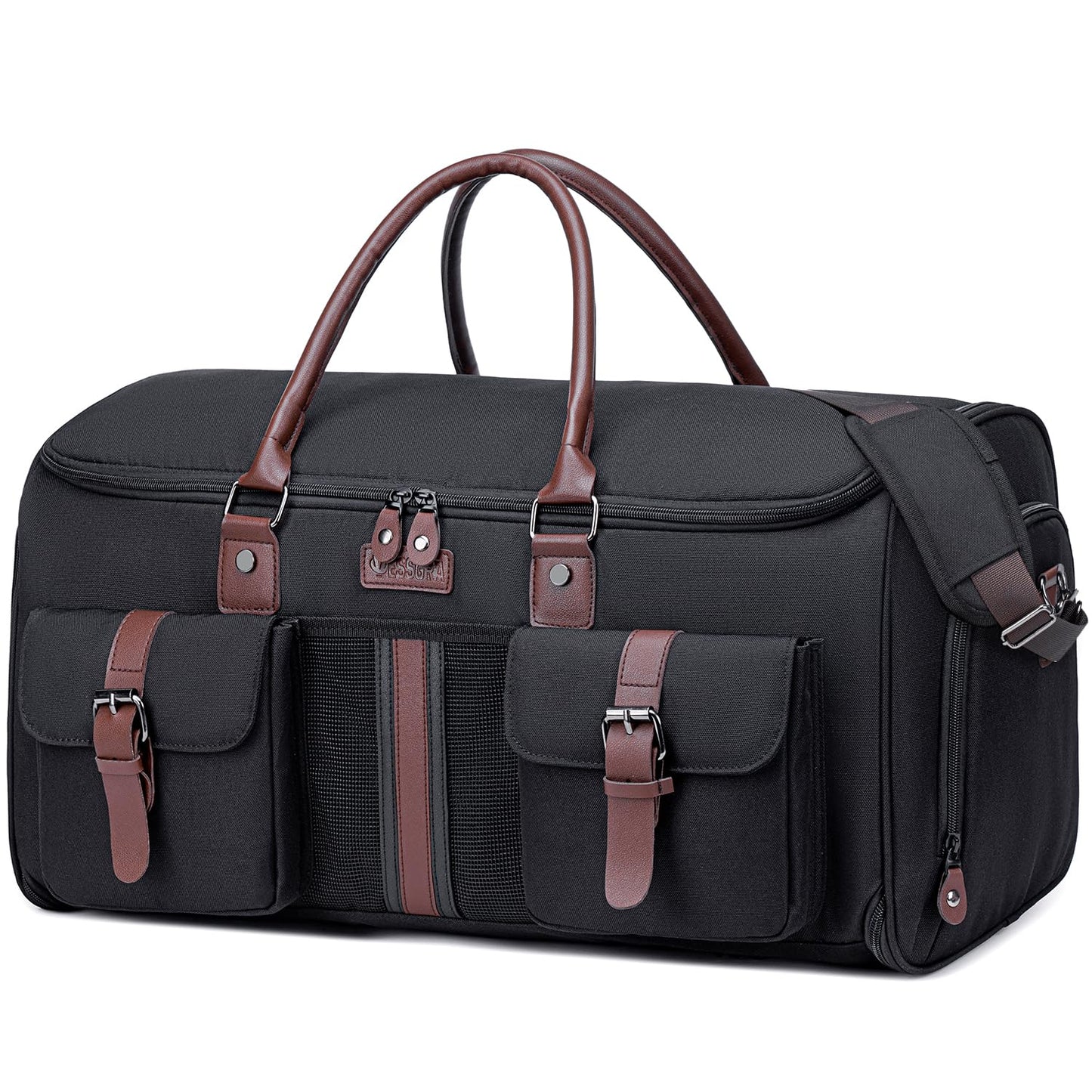 Carry on Garment Bag,Vessgra 2 in 1 Duffle Bag for Travel Convertible Garment Duffel Bags for Men Women Inner Dry/Wet Compartment Suit Bag Travel with Shoe Compartment Bussiness Weekender Trip,Black