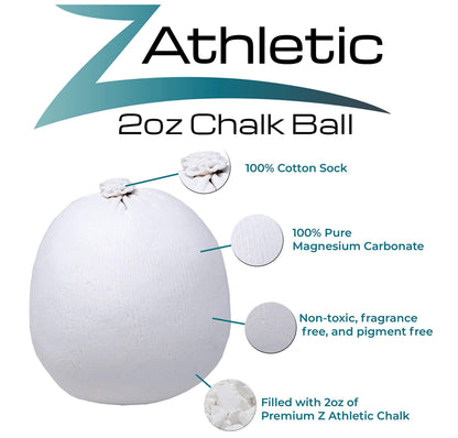 Z ATHLETIC Gym Chalk Ball & Chalk Bag Combo for Gymnastics, Rock Climbing, and Weightlifting (2oz, Dark Blue)