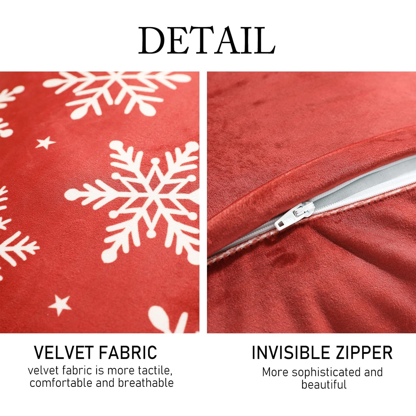 ISAENNE French Chrismas Velvet Throw Pillow Cover,Set of 2,18"x18"-Carol C