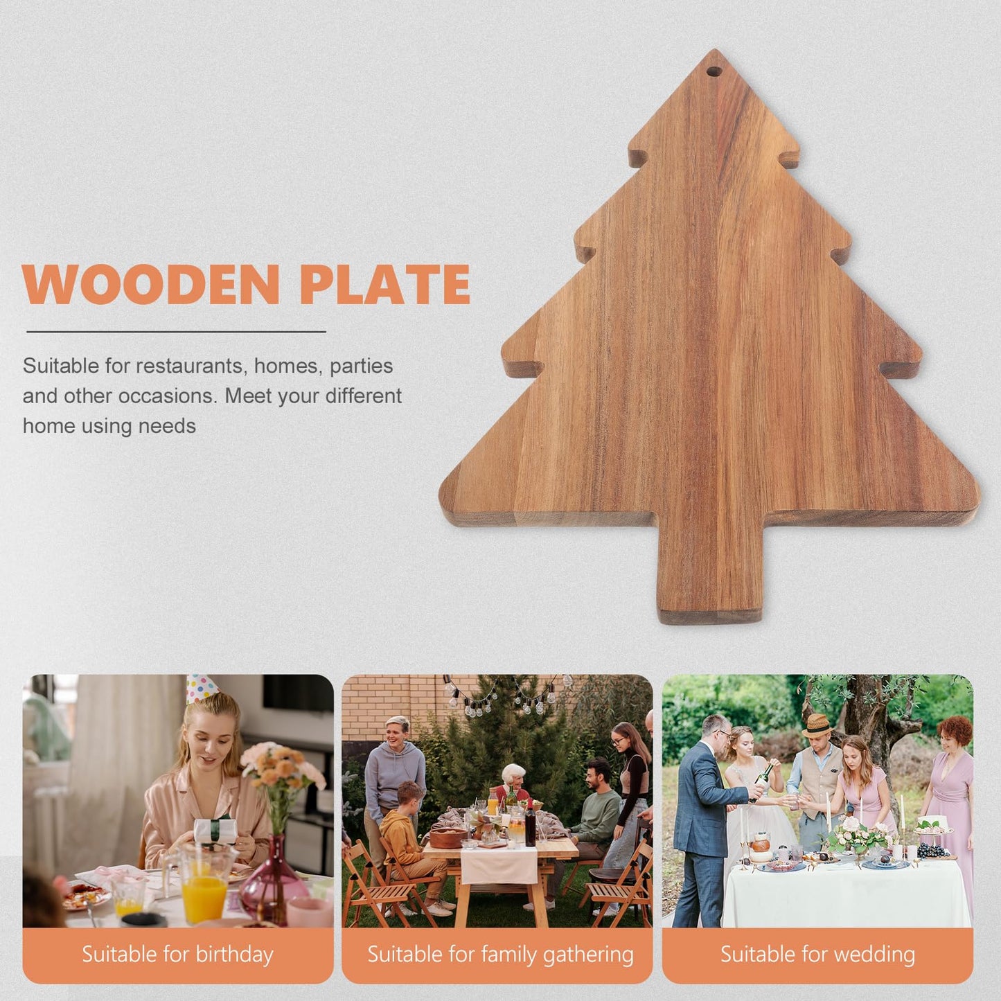 iplusmile 15" Christmas Tree Charcuterie Board, Acacia Wood Cutting Board & Serving Tray Set for Cheese, Meat, Fruit, Holiday Kitchen Decor & Party Appetizer Platter