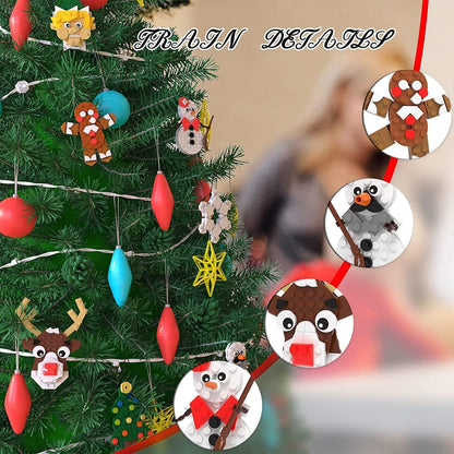 Tenhorses Christmas Tree Ornament 11-in-1 Building Sets, Wreath, Santa, Snowman, Nutcracker, Polar Bear, Gingerbread, Reindeer, Snowflake, Hanging Christmas Decor Toys Gift for Girls Boys or Kids.