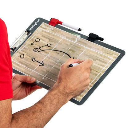 Champion Sports Dry Erase Clipboard for Coaching Volleyball - Whiteboards for Strategizing, Techniques, Plays - 2-Sided Clipboards with Clip - Front Side Full Court - Backside Half Court and Lineup