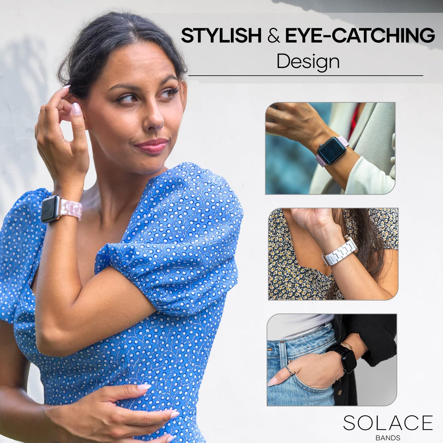 Solace Bands Lightweight Perma Watch Band - Universal Fit for Apple Watch Bands for Women & Men, iWatch Bands for 38mm 40mm 41mm 42mm 44mm 45mm 49mm Ultra, SE, Series 11 10 9 8 7 6 5-1 (Matte Solid)