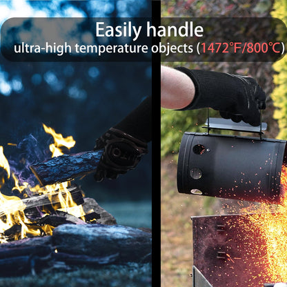 UTOI BBQ Grill Gloves, 1472F Heat Resistant Barbecue Oven Mitts, Silicone Non-Slip Cooking Gloves for Kitchen, Grilling and Baking, EN407 Certified, 13 inch Long, Black, XL Size, 1 Pair