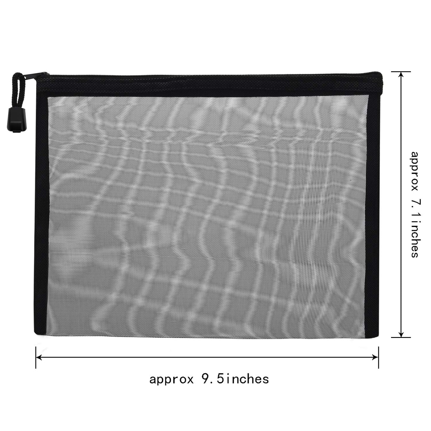 Outus 15 Pieces Mesh Bags Pouch Mesh Zipper Pouch Makeup Bags Cosmetic Travel Organizer Zipper Pencil Case for Organizing Office travel Storage(9.5 x 7.1 Inches,Black)