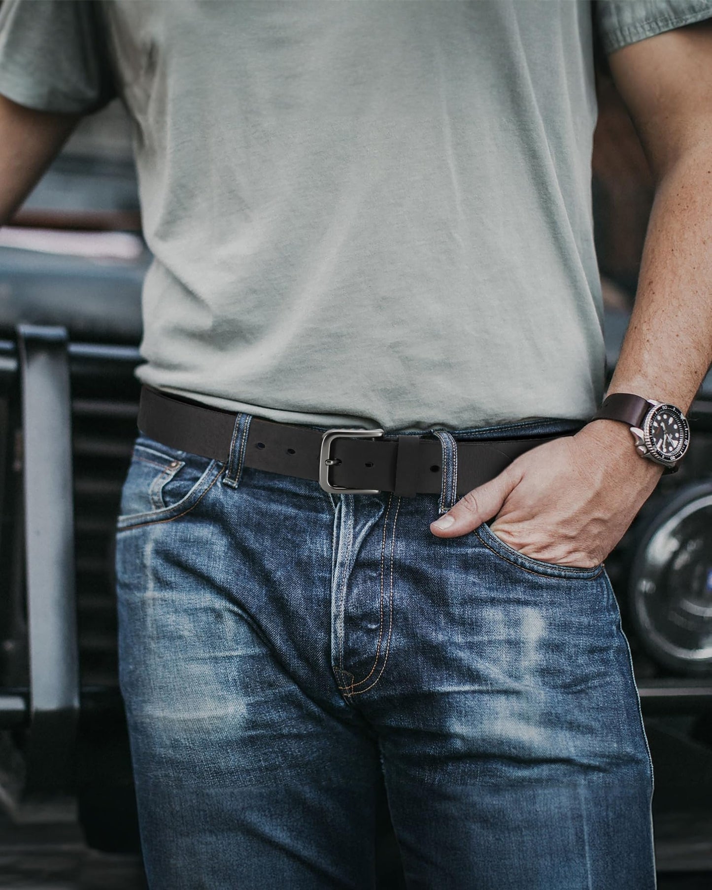 CHAOREN Full Grain Leather Belt for Men, Work Belts for Men Heavy Duty, Daily Wear for Jeans Pants