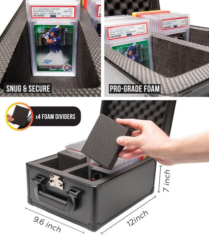 SLAB ARMOR Graded Card Storage Box - 2 Row Case for 80+ PSA Slabs | Black Card Holder