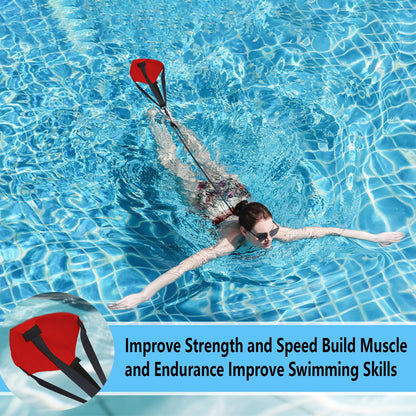 Adjustable Swim Parachute Belt - Resistance Training Stationary Swimming Belts Set for Swimmers Build Speed & Endurance for Pool, Ocean Water