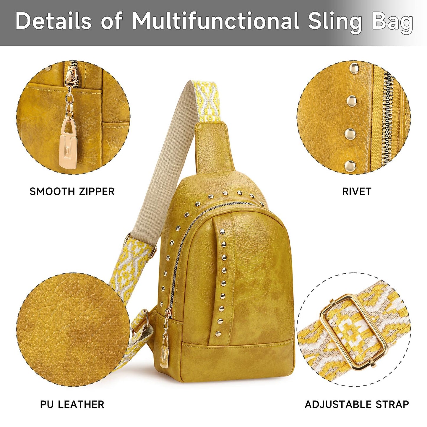 FALAN MULE Crossbody Bag for Women Pu Leather Sling Bags Fanny Pack Chest Bag