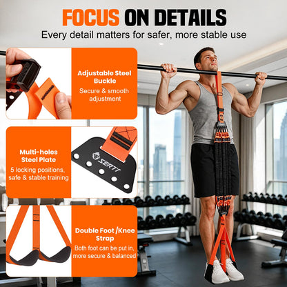 SERTT Adjustable Pull Up Assistance Band, Upgrade Pullup Assist Band for Pull Up Bar with 5 Heavy Duty Resistance Bands Support 375lbs (Orange)