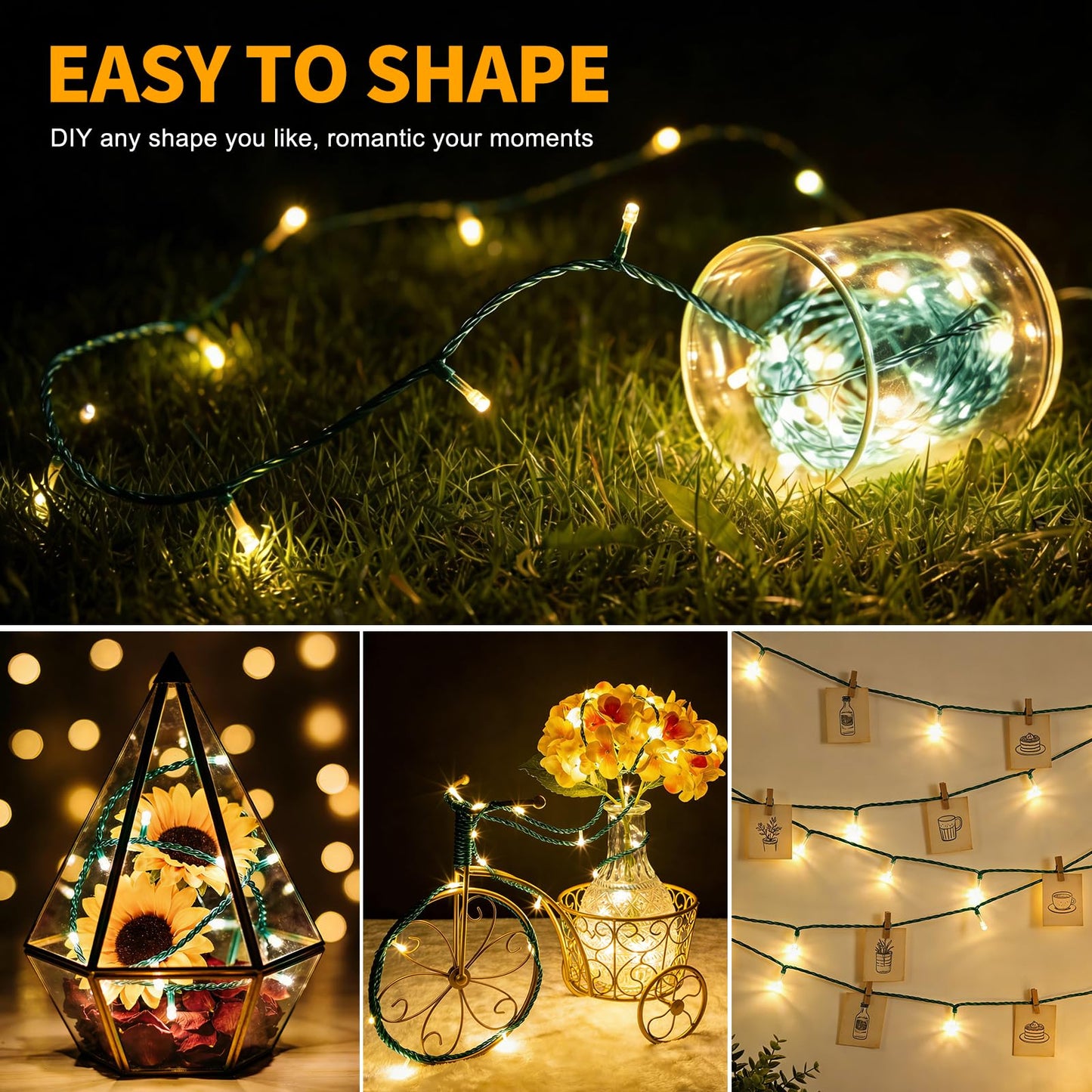 LUMLLSAJI 500 LED Fairy Lights 164 ft LED Twinkle Lights 8 Modes Plug-in with Memory Function Green Christmas String Light for Bedroom Xmas Tree Wreath Patio Party Spring Outdoor Decor