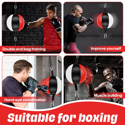 Doorway Punching Bag Double End Bag for Boxing, No Wall Installation Boxing Reflex Training Set with Bungee Cords, Double End Punching Ball Speed Bags Striking Equipment for Home & Gym