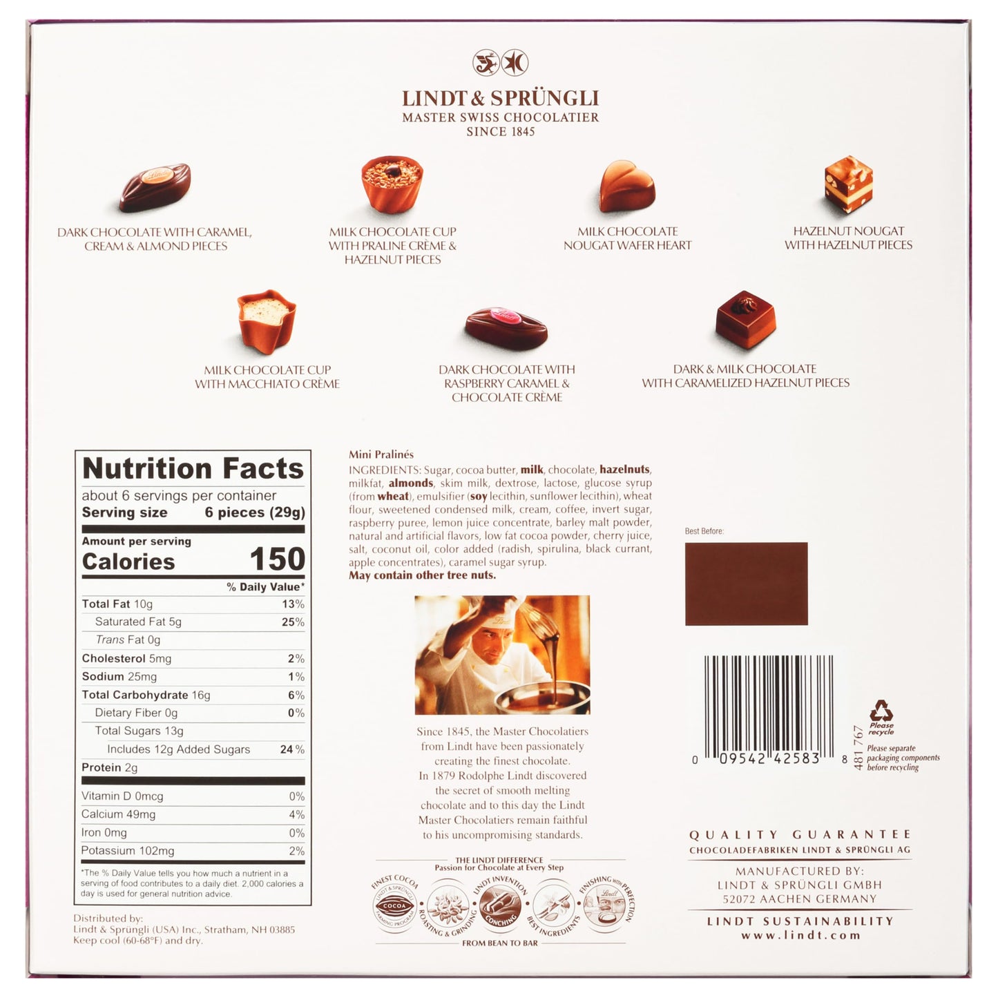 Lindt Mini Pralines, Assorted Chocolate Pralines with Premium Filling, Perfect for Mother’s Day Gifting, 6.2 oz Box