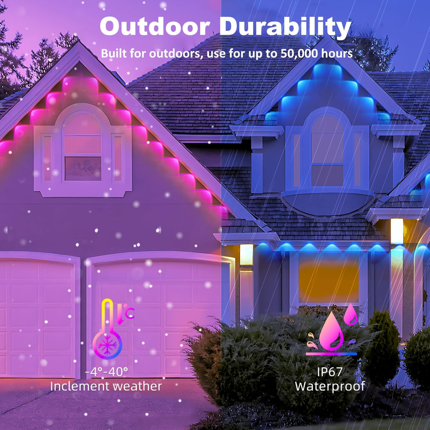 Permanent Outdoor Lights for House, 100ft 36 RGB LEDs Smart LED Eaves Light with Remote, 63 Scene Modes, IP67 Waterproof, Outdoor Christmas Light LED String Lights for Home Daily Holiday Party Decor