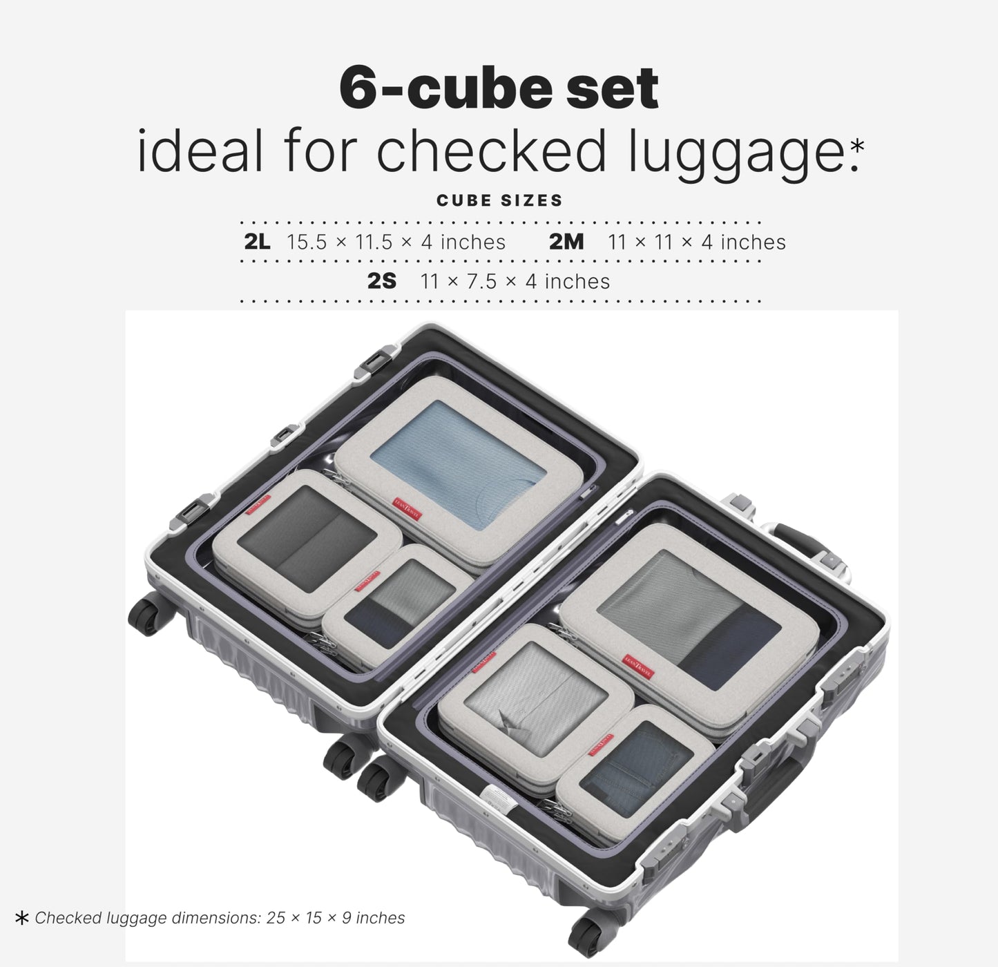 LeanTravel Premium Compression Packing Cubes for Travel - Suitcase Organizer Bags with Double Zipper & Breathable Mesh Panel - Space Saving Carry On Luggage Essentials (6-Pack, Sand)