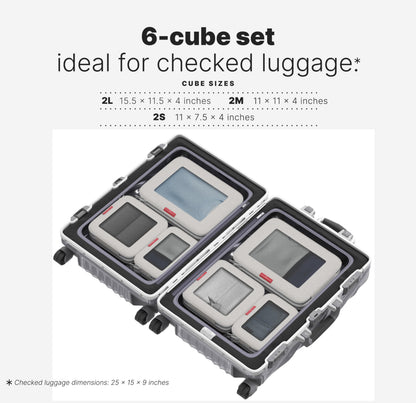 LeanTravel Premium Compression Packing Cubes for Travel - Suitcase Organizer Bags with Double Zipper & Breathable Mesh Panel - Space Saving Carry On Luggage Essentials (6-Pack, Sand)