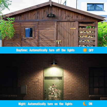 Gooseneck Barn-Lights Outdoor Fixture - 18 inch Farm Style Black Large Lighting Farmhouse Exterior Sconce Wall Light for House, Dusk to Dawn Sensor Front Door Porch Garage (18 inch)
