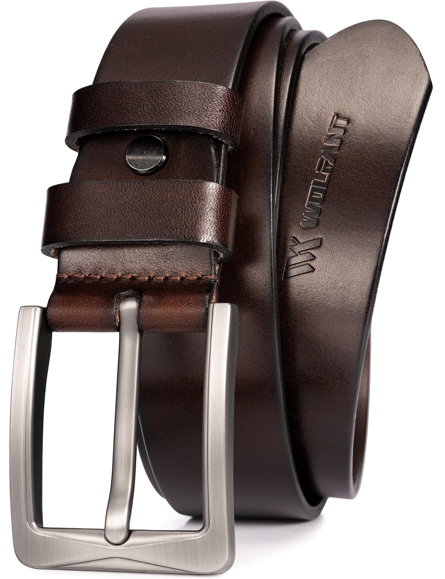 WOLFANT 1.5" Full Grain Leather Belt for Men in Gift Box,100% Italian Real Solid Leather