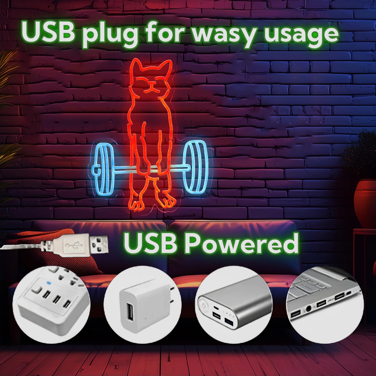 Cat Do Gym Neon Sign for Home Gym Decor Cat Lifting Weight Funny Lighting Sign LED Wall Art for Men Cave Garage Decor 12.6 * 16.1IN