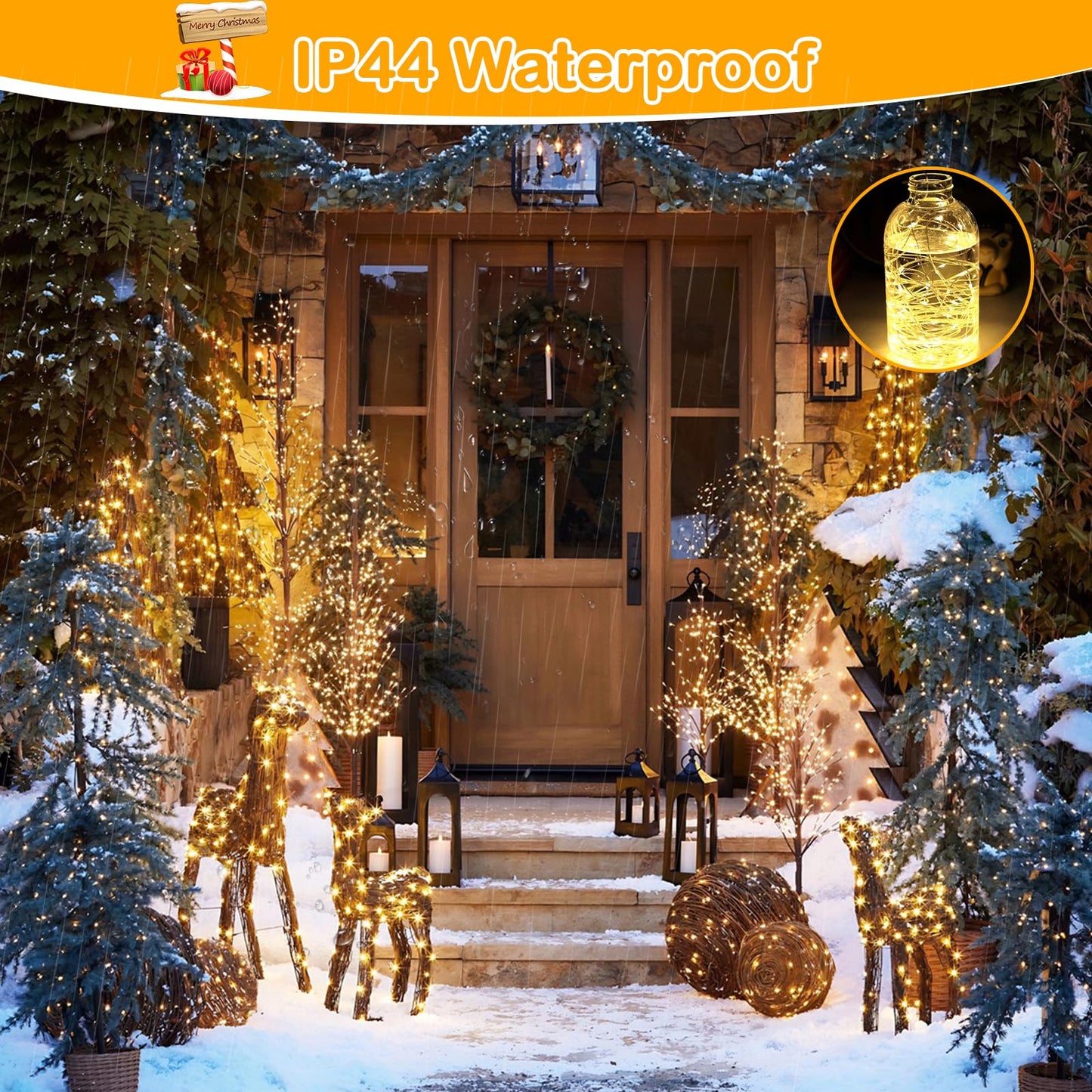 Decute 164FT 500LED Christmas Fairy String Lights Dimmable with Remote Control Copper Wire Starry Lights with UL Cerficated Decorative for Party Wedding Bedroom Christmas Tree Warm White