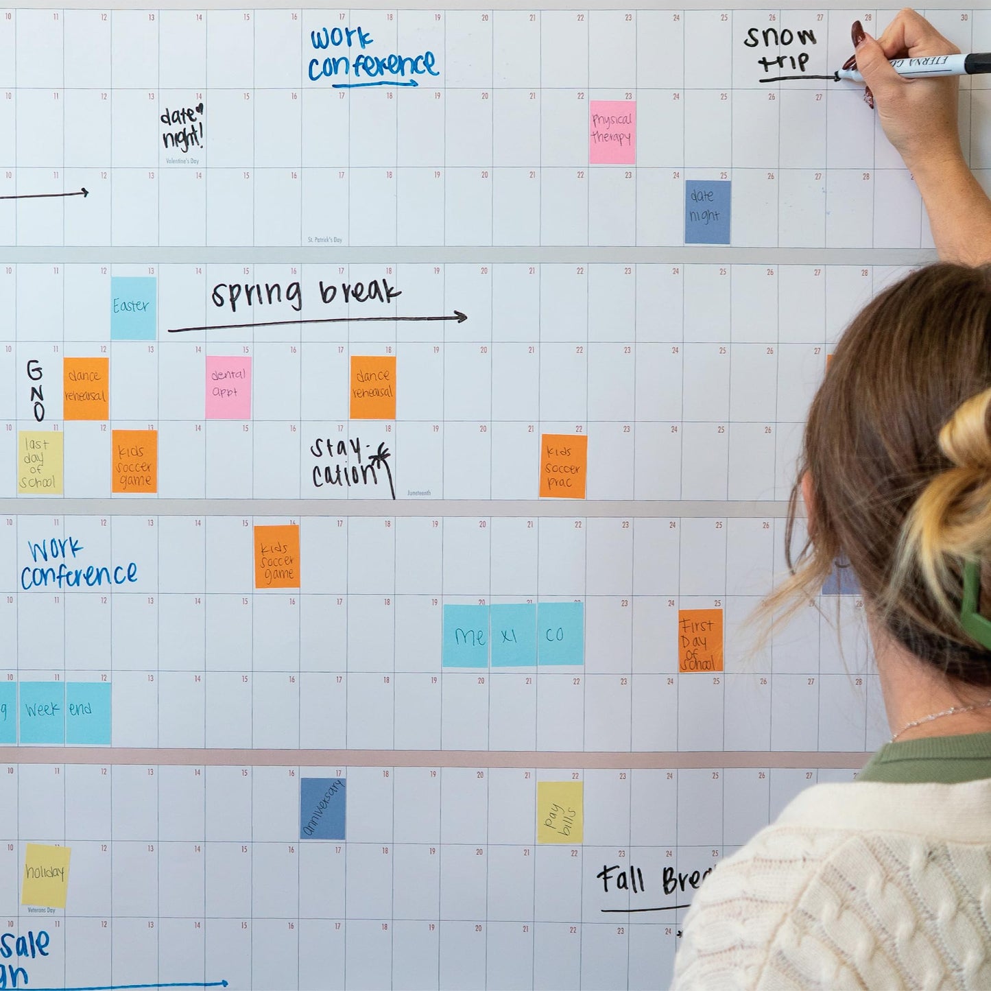 Own the Year GIANT UNDATED Wall Calendar | 4ft x 3ft Full-Year Dry Erase Planner Start Anytime, Jumbo Whiteboard Wall Calendar with Markers, Includes Stickers & Mounting Kit, Large Quarterly Layout for Home or Office