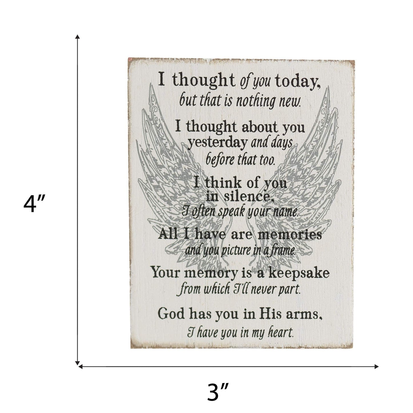 Dicksons Thought of Your Memories Keepsake Black Angel Wings 4 x 3 MDF Decorative Wall Sign Plaque