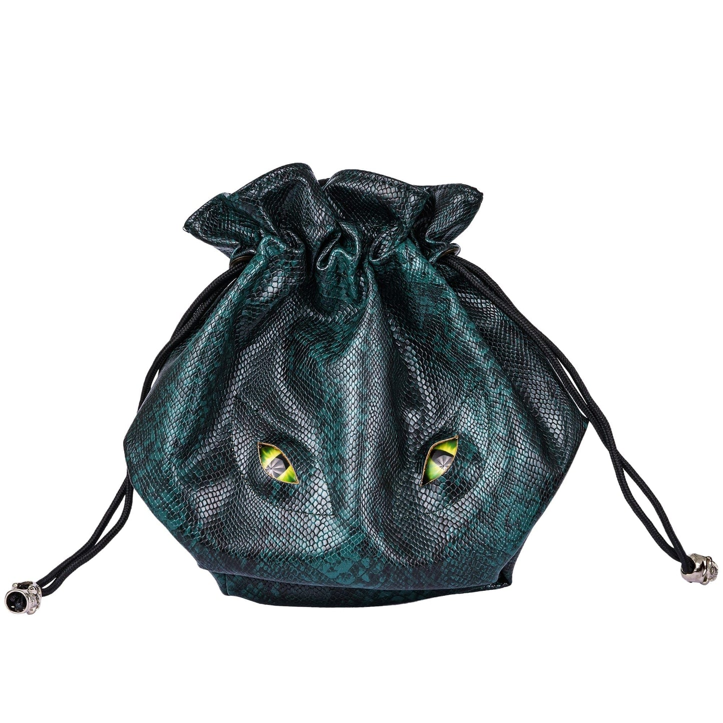 KSNDie Large DND Dice Bag Leather Dice Storage Bag Dark Green D&D Drawstring Pouch with Pockets for RPG Table Games - Can Hold 200+ Polyhedral Dice