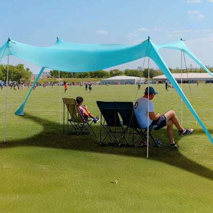 WILDPATH Beach Tent Sun Shelter 10 x 10FT with 8 Sandbags, UPF 50+ Protection Beach Shade Canopy, Eazy Up Portable Canopy Tent for Sun, Camping, Fishing, Backyard
