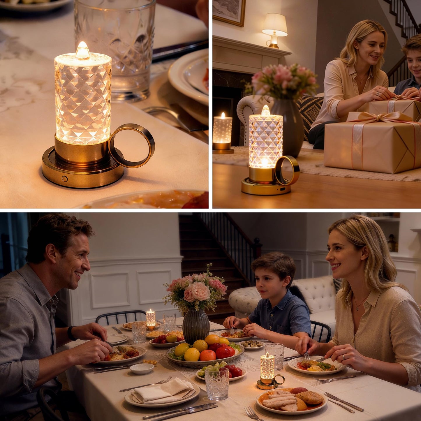 L LOHAS LED Flameless Candles, 3 Level Brightness Adjustable, 1000mAh Rechargeable Battery Operated Candles, 3000K Soft White, Fake Candles for Valentines Aniversary Wedding, 3.93"x2.95"4.84", 2 Pack