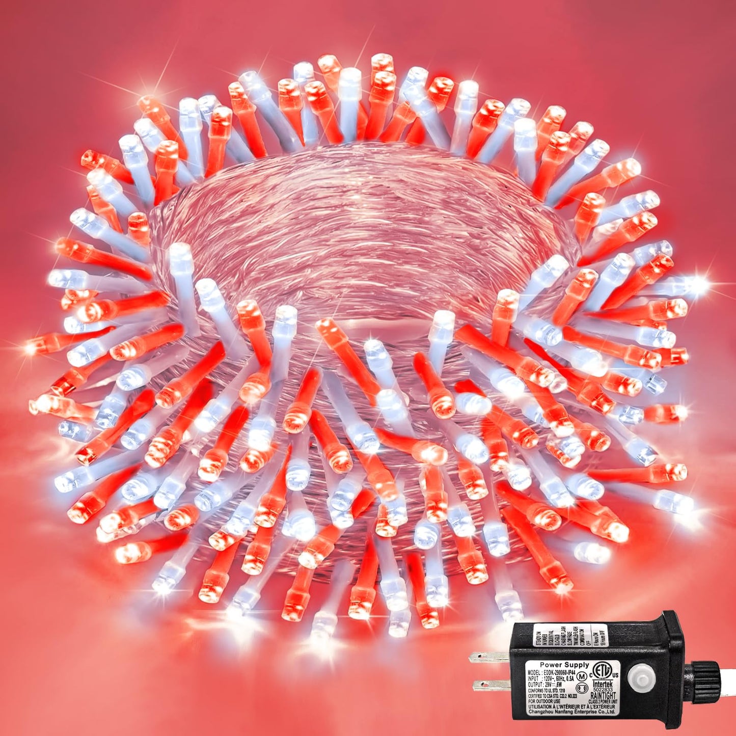 250 LED Red and White Christmas Lights Outdoor, 82 FT Christmas String Lights Waterproof 8 Modes, Clear Wire Plug in Twinkle Fairy Lights for Indoor Outside Bedroom Party Holiday Decorations