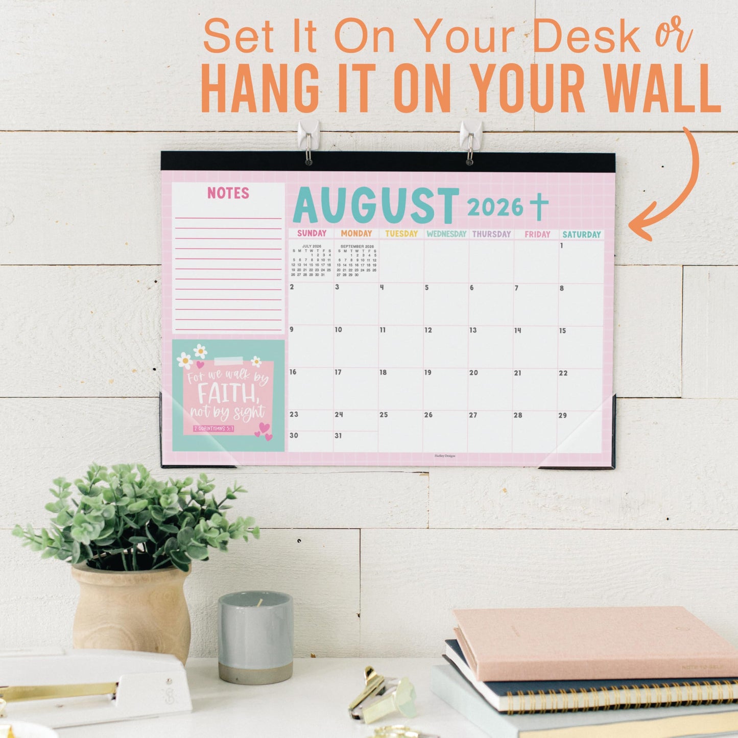 Hadley Designs Large Teacher Desk Calendar 2026-2027 - Desktop Calendar 2026, 18-Month Desk Calendars for Home, Office & Classroom, Cute Classroom Must Haves, Teacher Appreciation Gifts