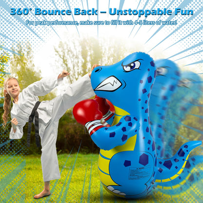 Kids Punching Bag with Air Pump, 50” Freestanding Inflatable Boxing Training Bag for Ages 3-8, Bounce Back Reflex Punching Bag for Fitness & Coordination