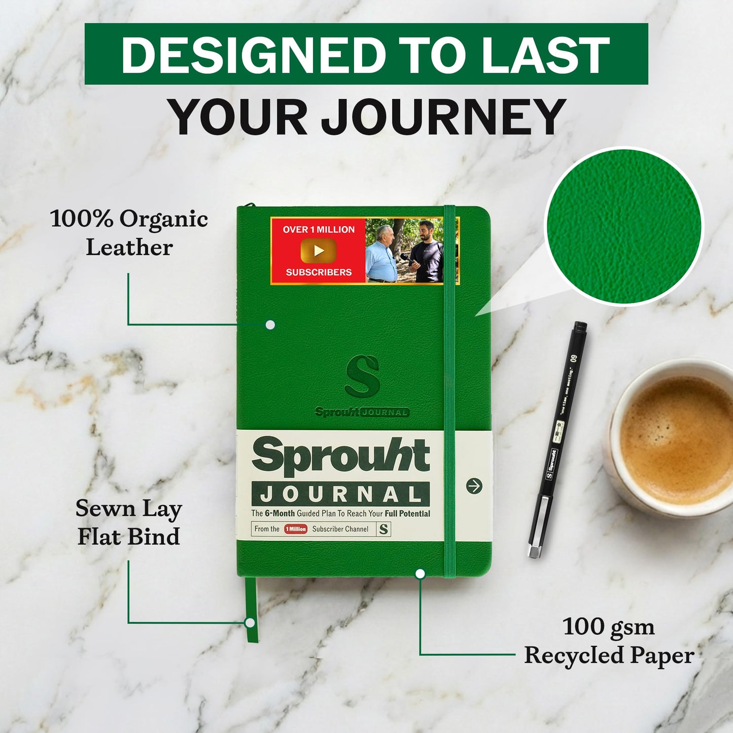 Sprouht Guided Journal for Goal Setting | 6-Month Life Planner with Daily, Weekly & Monthly Tracking | Personal Growth & Life Clarity System | Undated Productivity Daily Journal for Men & Women