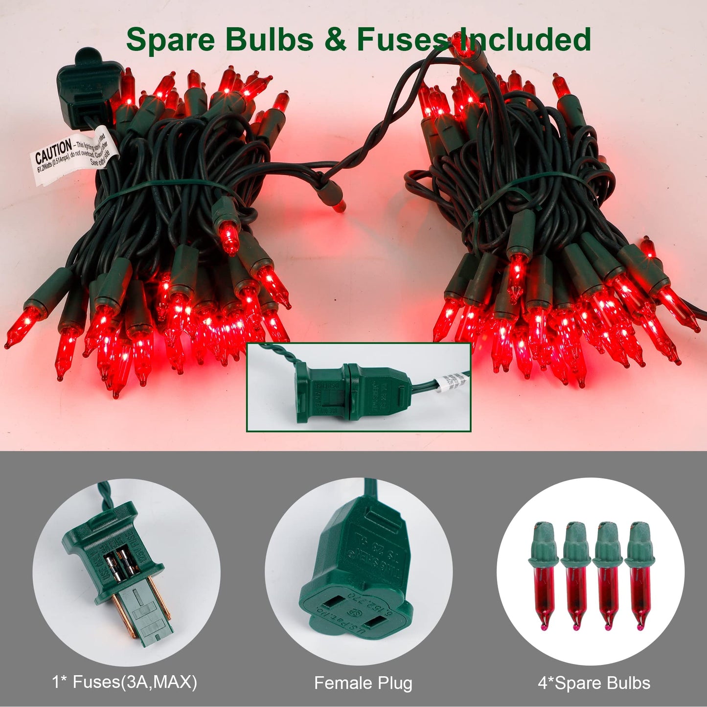 LJLNION Valentines String Lights, 150 Count 33 FT Incandescent Mini Green Wire Christmas Fairy Light, 120V UL Certified Connectable Tree Lights for Patio, Holiday, Party, Outdoor Indoor Decor, Red