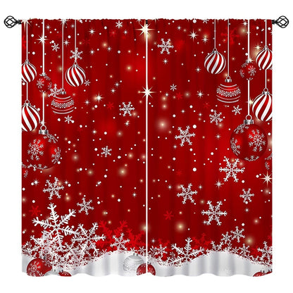 Red Christmas Snowflakes Curtain Merry Xmas Window Treatment for Living Room Bedroom Dining Home Decor Window Drapes 42" W X 45" L