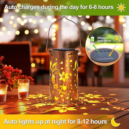 4 Pack Solar Lanterns Outdoor Waterproof Hummingbirds Birthday Gifts for Women Mom Grandma Garden Decor Metal Hanging LED Decorative Light for Patio Yard Lawn Backyard Front Porch Gardening Gifts