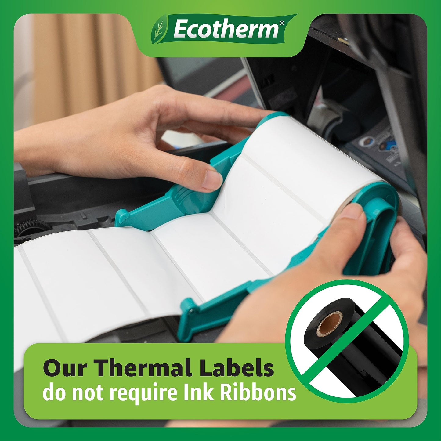 2.25" x 2" Thermal Labels | 4 Rolls | 2940 Labels | fits Zebra, Munbyn, Rollo, Godex, Arkscan, iDPRT, Offnova Thermal Label Printers and More | Blank White Adhesive Stickers by Ecotherm