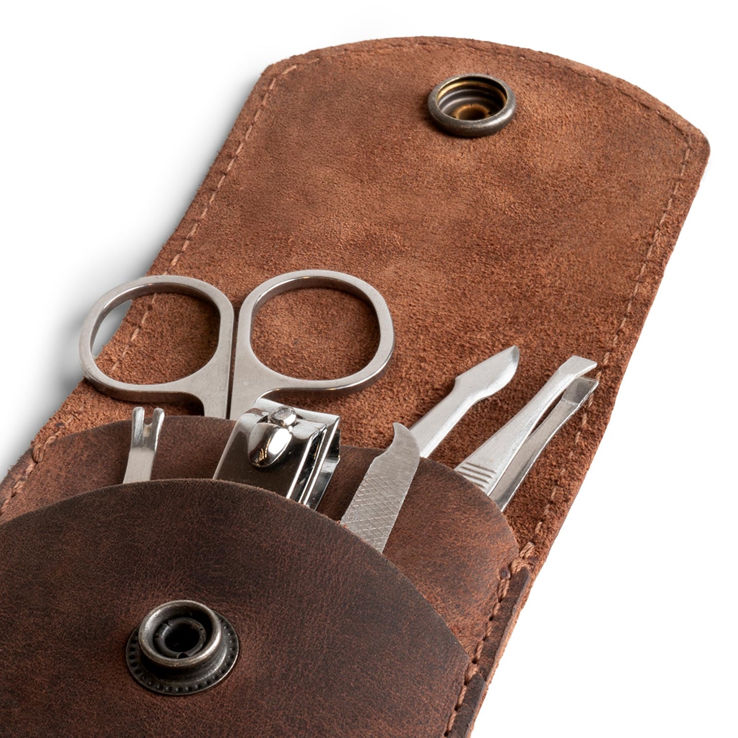 Leather Double Nail Clipper Case, Travel Scissors Cover for Men & Women, Grooming Kit Cases, Personal Manicure Set Organizer, Mens Care, Clippers, Fingernail Trimming, Toenail Pedicure, Nails Cutting