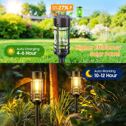 LETMY Solar Pathway Lights Outdoor, 12 Pack Solar Lights Outdoor Waterproof IP65, Bright Solar Garden Lights Outdoor, Auto On/Off Outdoor Solar Lights for Yard Walkway Driveway Landscape Garden Decor