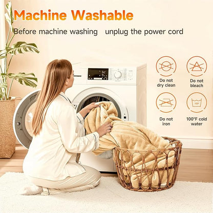 Heated Blanket Electric Throw Blanket 50"x60" Fast Heating Electric Blanket with 5 Heat Levels & 4 Hours Auto-Off Overheat Protection Cozy Soft Flannel Heated Throw Blanket