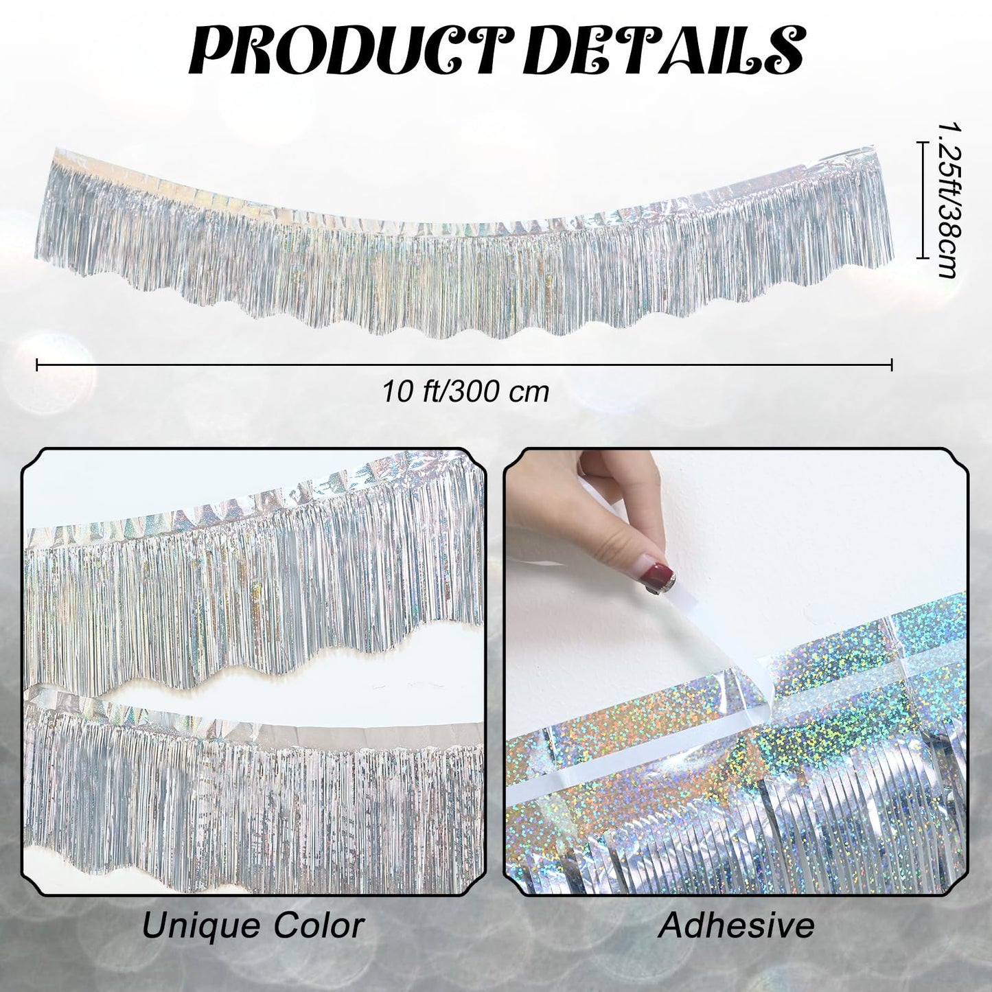 LOLStar 6 Pack Silver Foil Fringe Garland Party Decorations, 59Ft Tinsel Streamers Shiny Silver Wall Hanging Tinsel Fringe Banners for Wedding Birthday Anniversary Christmas New Year Party Decor