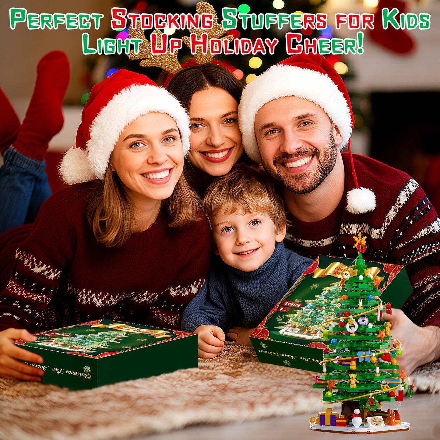 Christmas Tree Building Block Set with Light Kit, Building Toy Compatible with Christmas Sets, Xmas Tree Holiday Decoration for Kids Ages 8-14, Stocking Stuffer Gift for Boy Girl Adults (661PCS)