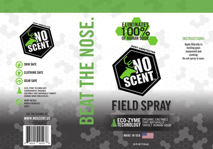 No Scent 24oz Field Spray. Hunting Accessories, Odor-Eliminating Hunting Spray, Enzyme Encapsulation of Human Odor, Scent Elimination